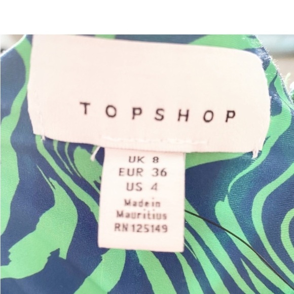 TOPSHOP Zebra Blue & Green Shirred Bandeau NWT - Picture 3 of 6